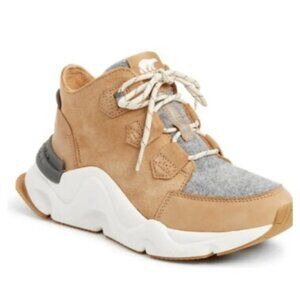 Sorel Women's Qwary Tan Gray Kinetic RNEGD Caribou Ankle Winter Boot Size 9